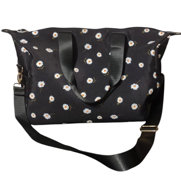 Alice + Olivia Handbags - Alice + Olivia NWT Black Canvas Duffel/ Travel Bag with Daisy Print